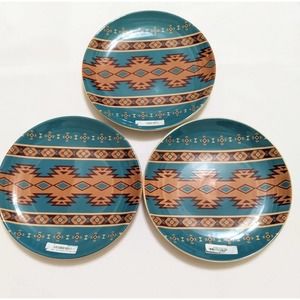 Set lot 3 southwest pottery blue salad plate plates new